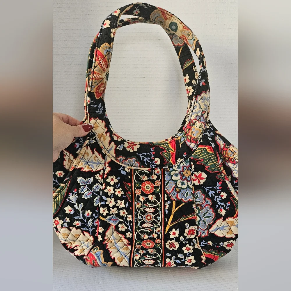 Vera Bradley Versailles black multicolor floral large‎ shoulder bag